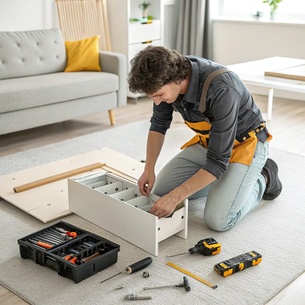 Person assembling furniture